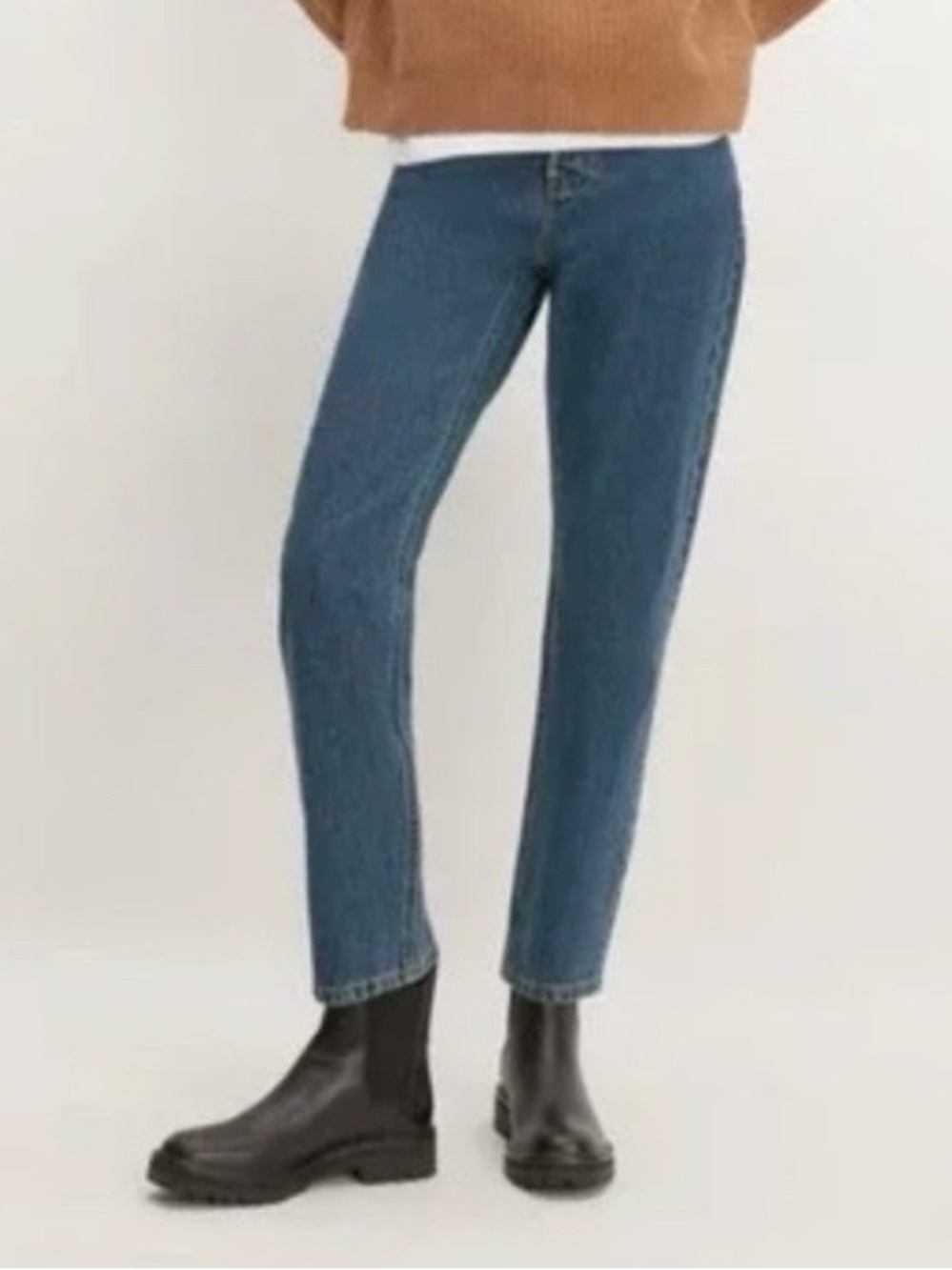 Everlane 90's Cheeky Denim Jeans High Waist Straight Leg Button Blue Size 28 Reg